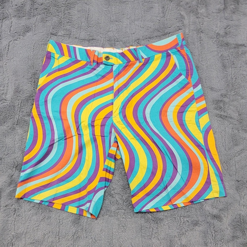 Loudmouth Shorts‎ Mens 40 (Fits 39) Mojo Splash Psychedelic Stripe Bermuda Golf